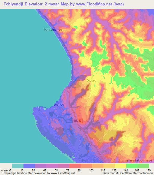 Tchiyendji,Congo (Brazzaville) Elevation Map