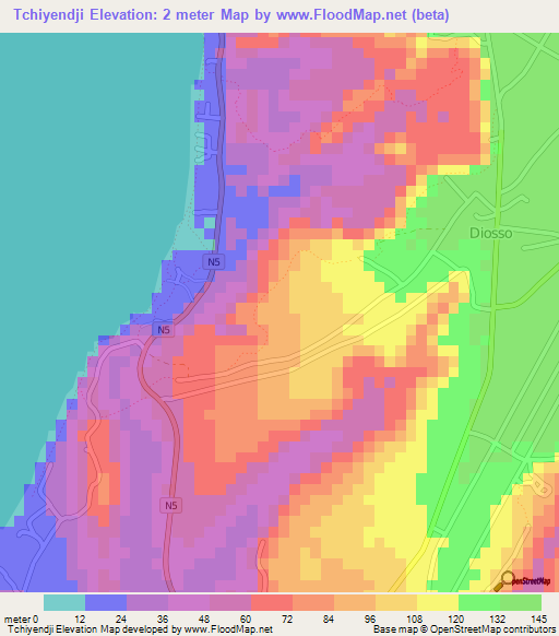Tchiyendji,Congo (Brazzaville) Elevation Map