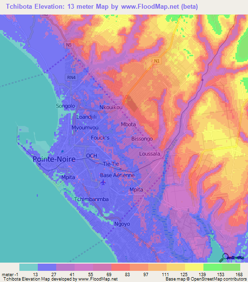 Tchibota,Congo (Brazzaville) Elevation Map