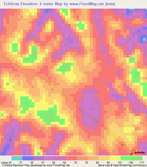 Tchibota,Congo (Brazzaville) Elevation Map