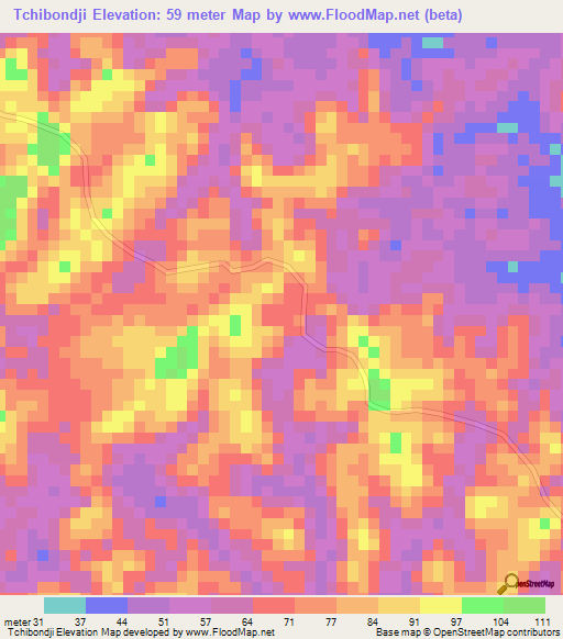 Tchibondji,Congo (Brazzaville) Elevation Map