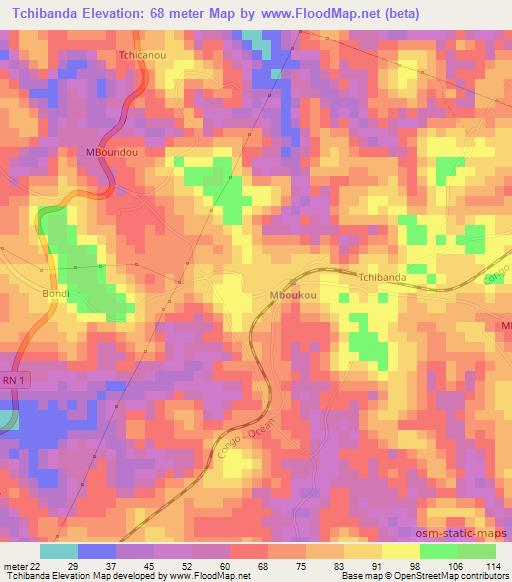 Tchibanda,Congo (Brazzaville) Elevation Map