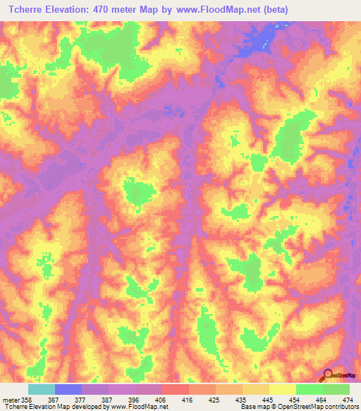 Tcherre,Congo (Brazzaville) Elevation Map