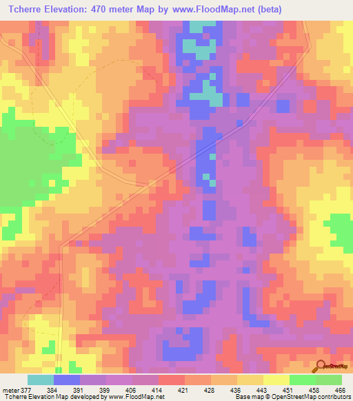 Tcherre,Congo (Brazzaville) Elevation Map