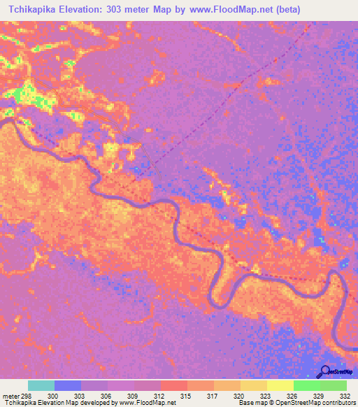 Tchikapika,Congo (Brazzaville) Elevation Map