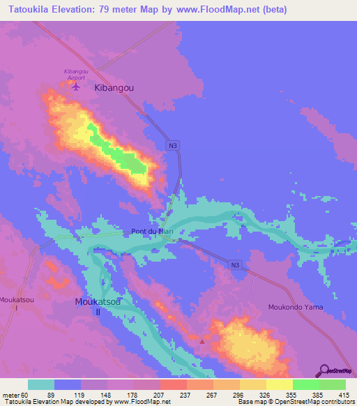 Tatoukila,Congo (Brazzaville) Elevation Map
