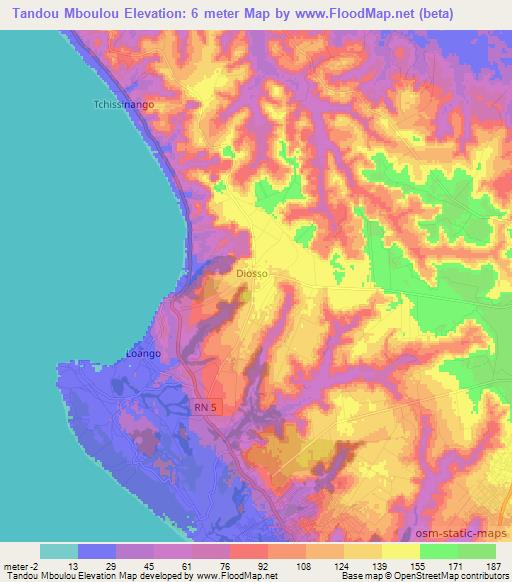 Tandou Mboulou,Congo (Brazzaville) Elevation Map