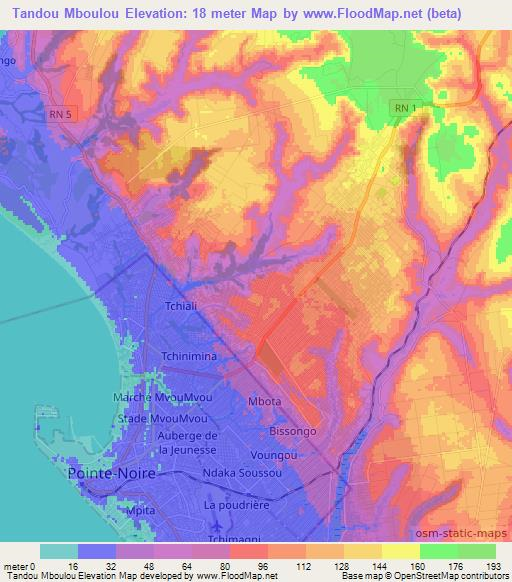 Tandou Mboulou,Congo (Brazzaville) Elevation Map