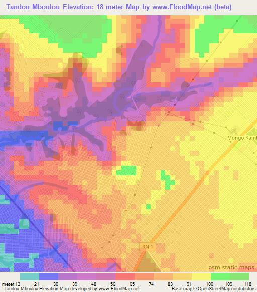 Tandou Mboulou,Congo (Brazzaville) Elevation Map