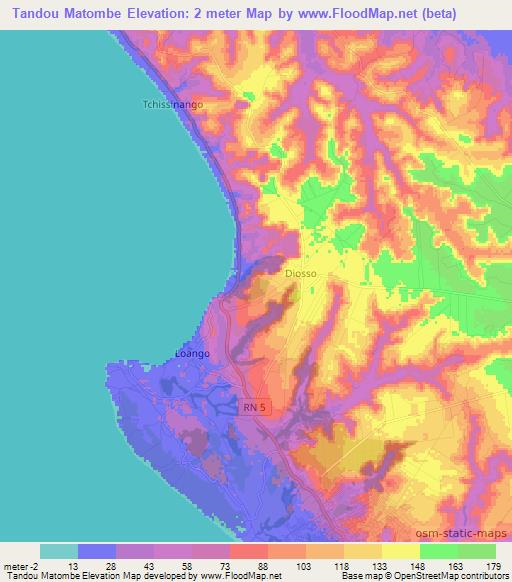 Tandou Matombe,Congo (Brazzaville) Elevation Map