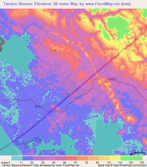 Tandou Bizenze,Congo (Brazzaville) Elevation Map