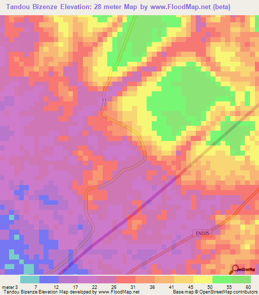 Tandou Bizenze,Congo (Brazzaville) Elevation Map