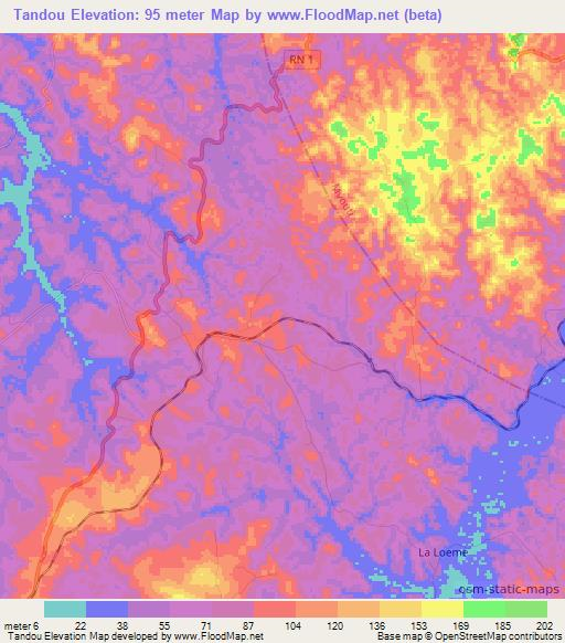 Tandou,Congo (Brazzaville) Elevation Map