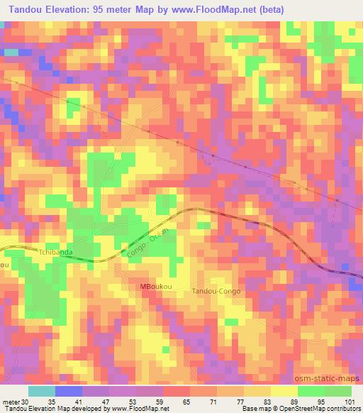 Tandou,Congo (Brazzaville) Elevation Map
