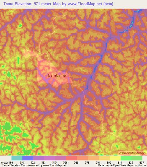 Tama,Congo (Brazzaville) Elevation Map