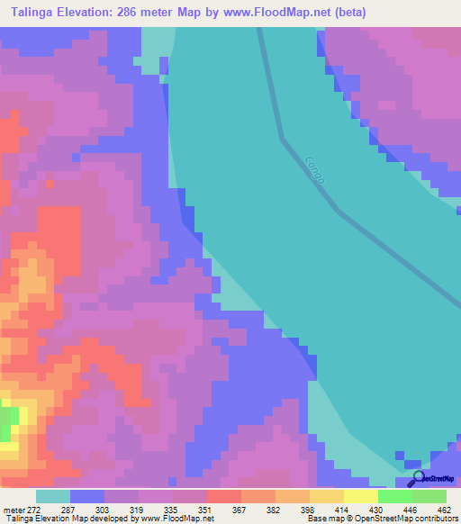 Talinga,Congo (Brazzaville) Elevation Map