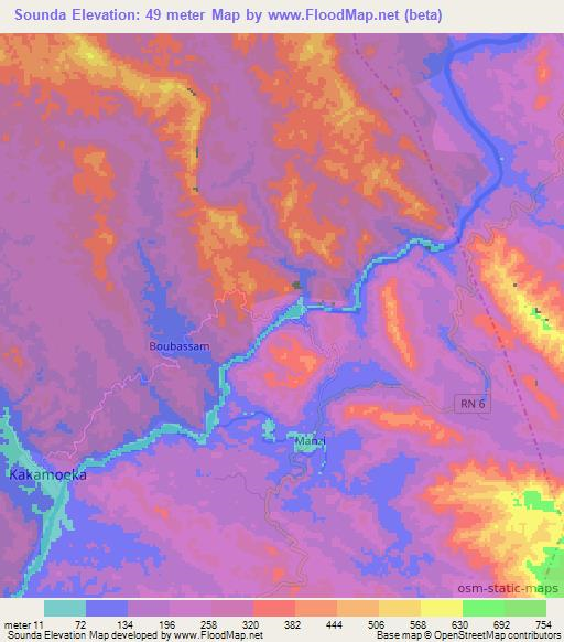 Sounda,Congo (Brazzaville) Elevation Map