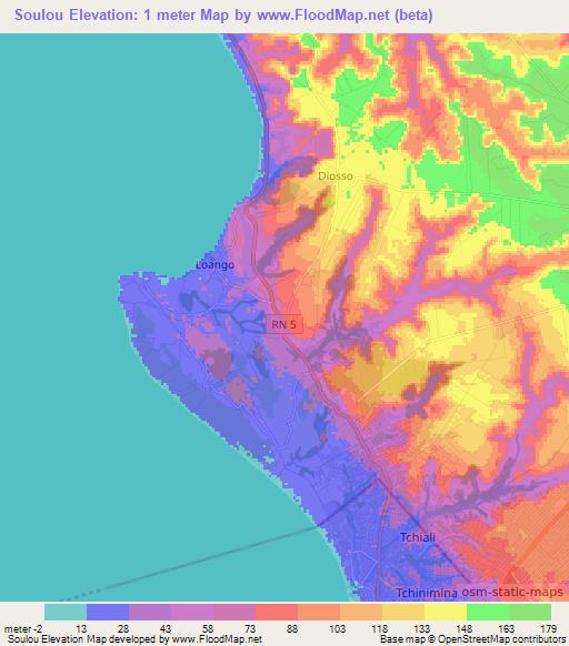 Soulou,Congo (Brazzaville) Elevation Map