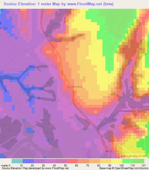Soulou,Congo (Brazzaville) Elevation Map