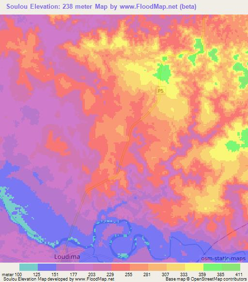 Soulou,Congo (Brazzaville) Elevation Map