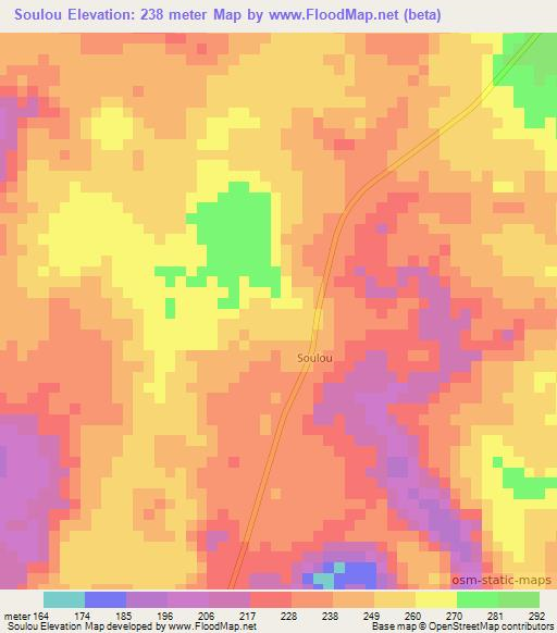 Soulou,Congo (Brazzaville) Elevation Map