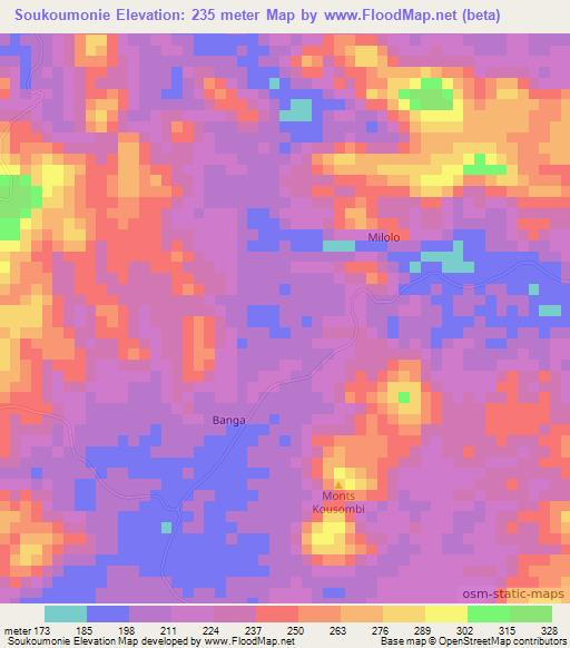 Soukoumonie,Congo (Brazzaville) Elevation Map