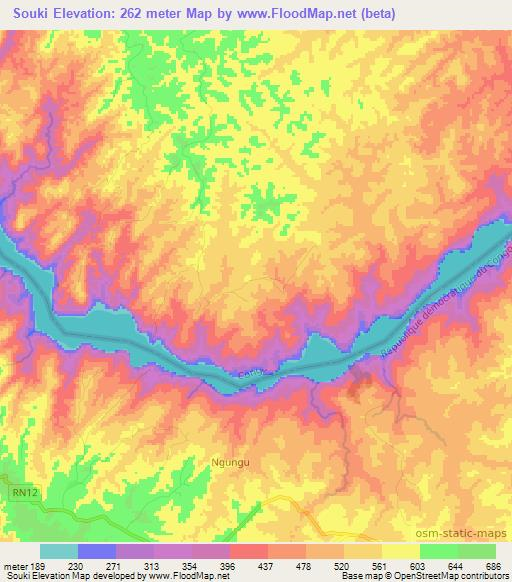 Souki,Congo (Brazzaville) Elevation Map