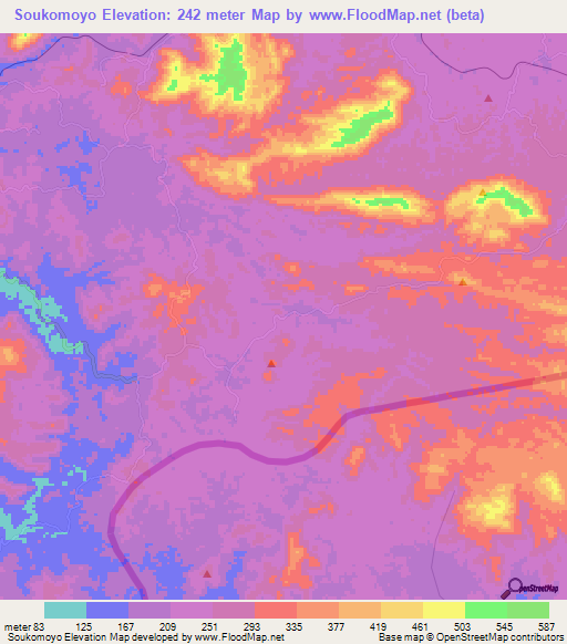Soukomoyo,Congo (Brazzaville) Elevation Map