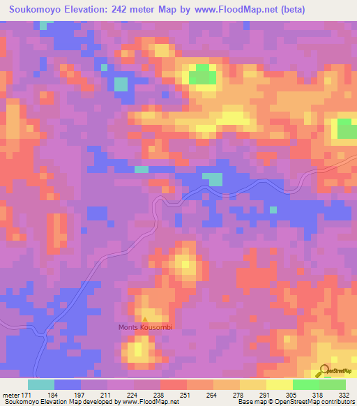 Soukomoyo,Congo (Brazzaville) Elevation Map