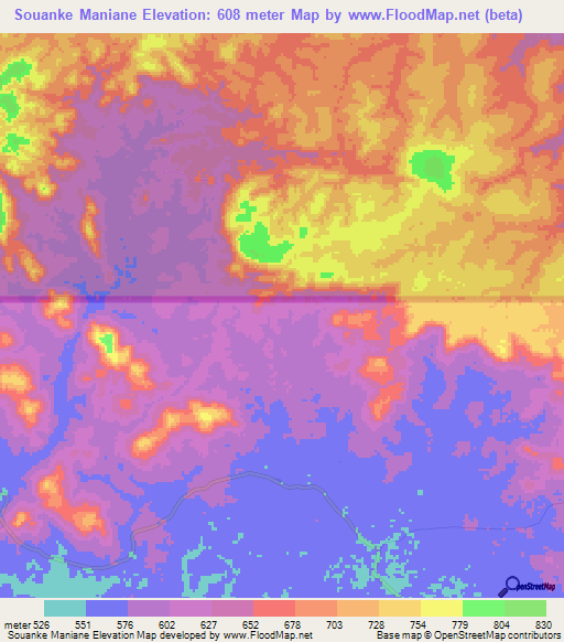 Souanke Maniane,Congo (Brazzaville) Elevation Map