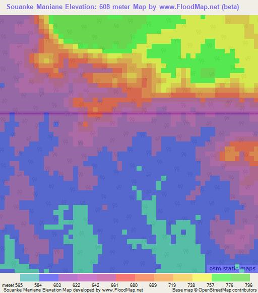 Souanke Maniane,Congo (Brazzaville) Elevation Map