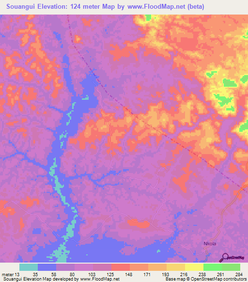Souangui,Congo (Brazzaville) Elevation Map
