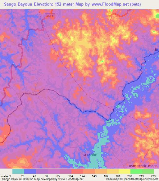 Sango Bayoua,Congo (Brazzaville) Elevation Map