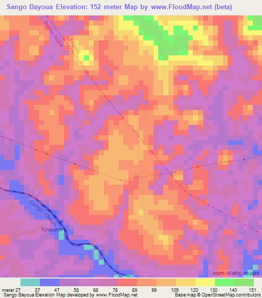 Sango Bayoua,Congo (Brazzaville) Elevation Map