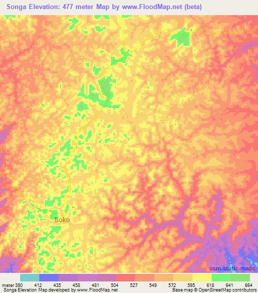 Songa,Congo (Brazzaville) Elevation Map