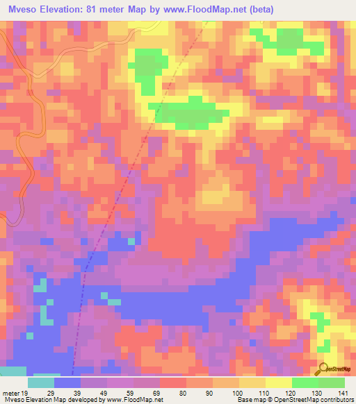 Mveso,Congo (Brazzaville) Elevation Map