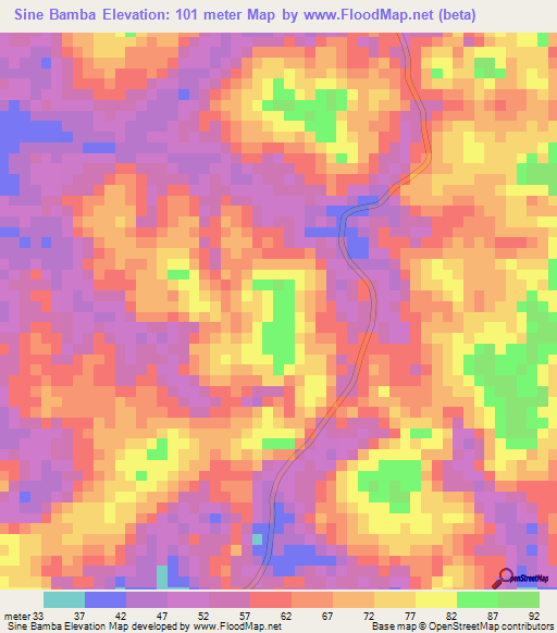 Sine Bamba,Congo (Brazzaville) Elevation Map