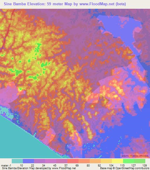 Sine Bamba,Congo (Brazzaville) Elevation Map