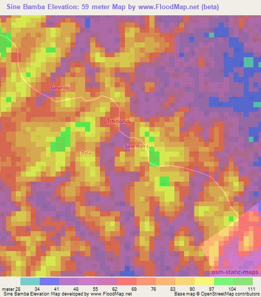 Sine Bamba,Congo (Brazzaville) Elevation Map