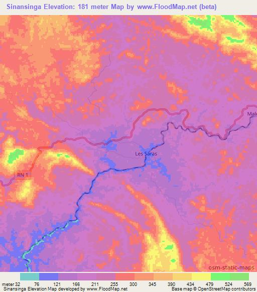 Sinansinga,Congo (Brazzaville) Elevation Map