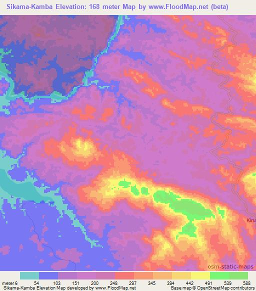 Sikama-Kamba,Congo (Brazzaville) Elevation Map
