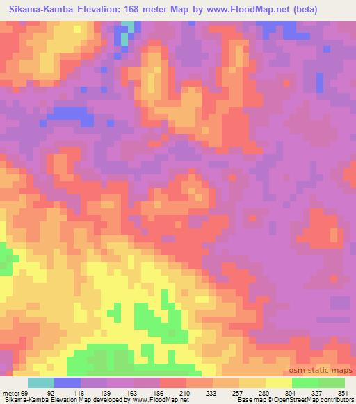Sikama-Kamba,Congo (Brazzaville) Elevation Map