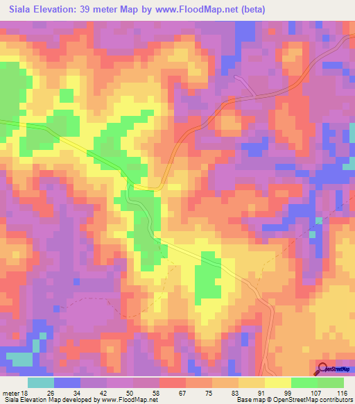 Siala,Congo (Brazzaville) Elevation Map