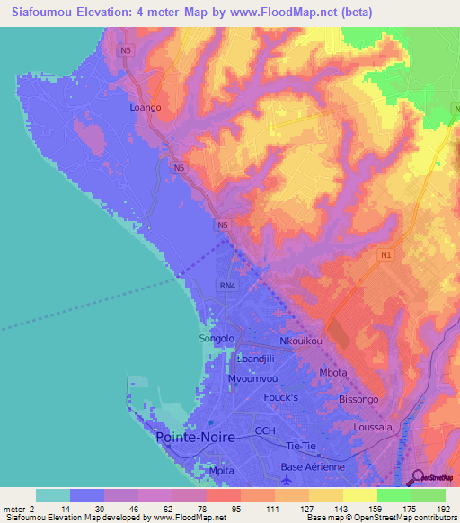 Siafoumou,Congo (Brazzaville) Elevation Map