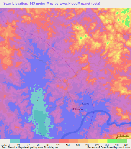 Sexo,Congo (Brazzaville) Elevation Map