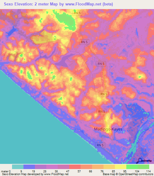 Sexo,Congo (Brazzaville) Elevation Map