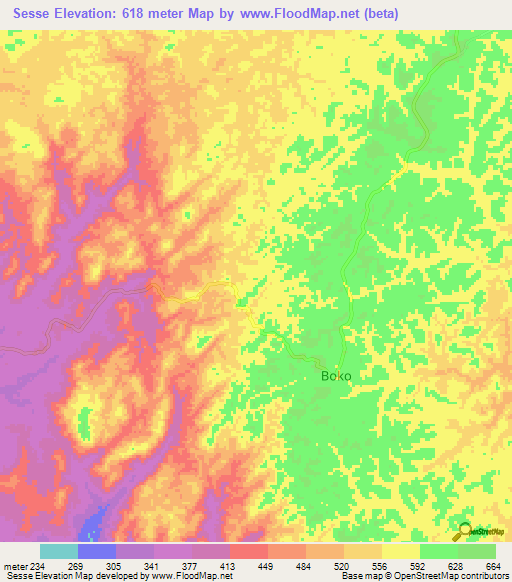 Sesse,Congo (Brazzaville) Elevation Map