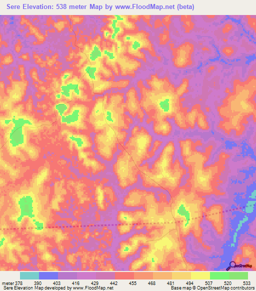 Sere,Congo (Brazzaville) Elevation Map