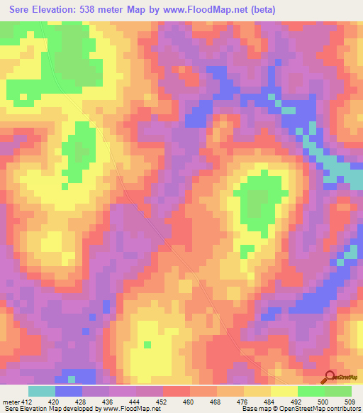 Sere,Congo (Brazzaville) Elevation Map