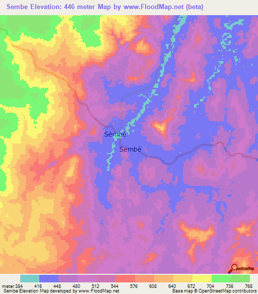 Sembe,Congo (Brazzaville) Elevation Map